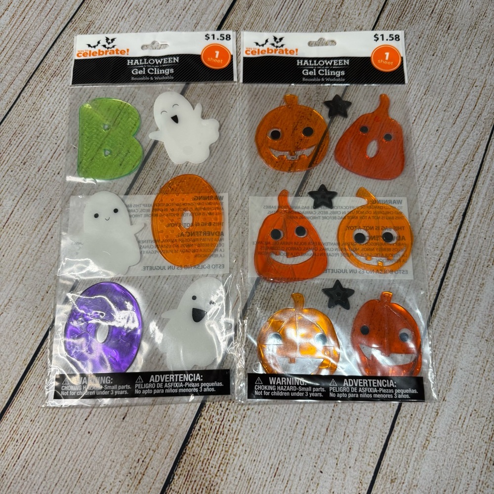Lot of New/Unused Halloween Goodie Candy Bags and Gel Clings - Picture 7 of 11